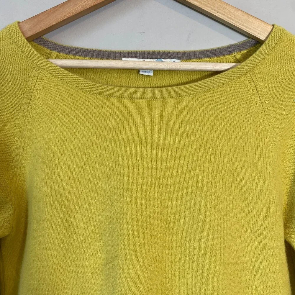 Boden Women's Size 4 100% Cashmere Puff Sleeve Knit Pullover Sweater Yellow Cozy - Picture 8 of 15